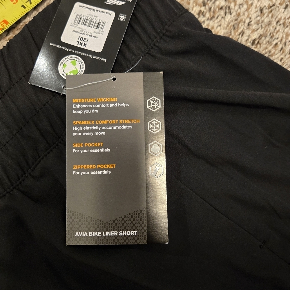 Avia Moisture Wicking Lined Biker Shorts With Pocket Black Size XXL - Picture 14 of 14